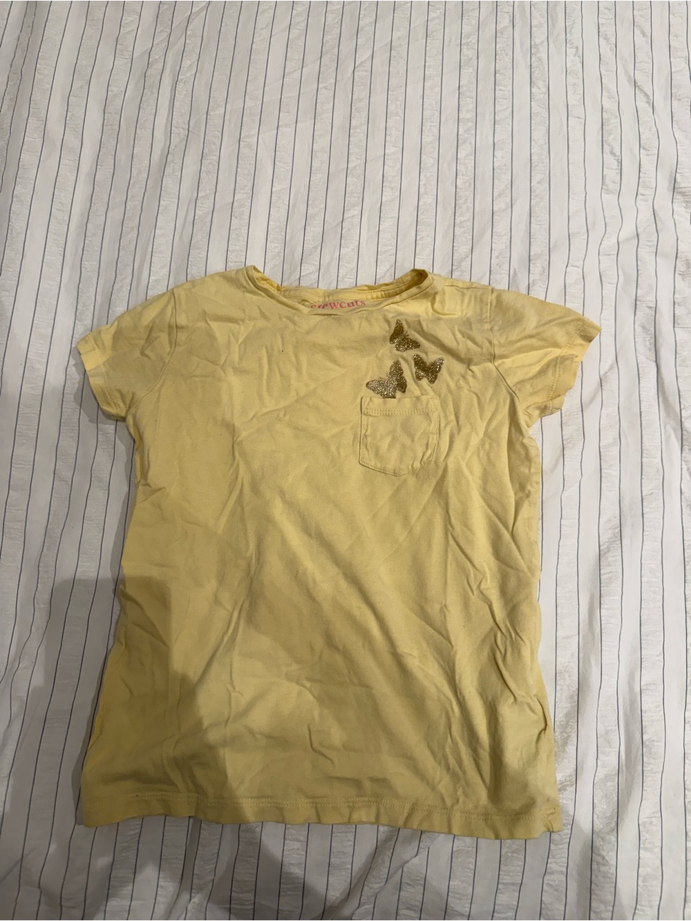 Crewcuts Yellow Tee with Glitter Butterfly Pocket